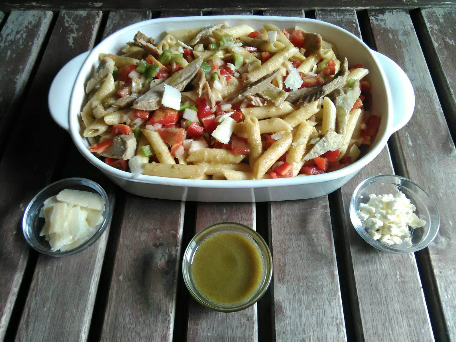 Pasta salad with tuna belly