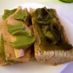 White Tuna sandwich with green pepper and guacamole