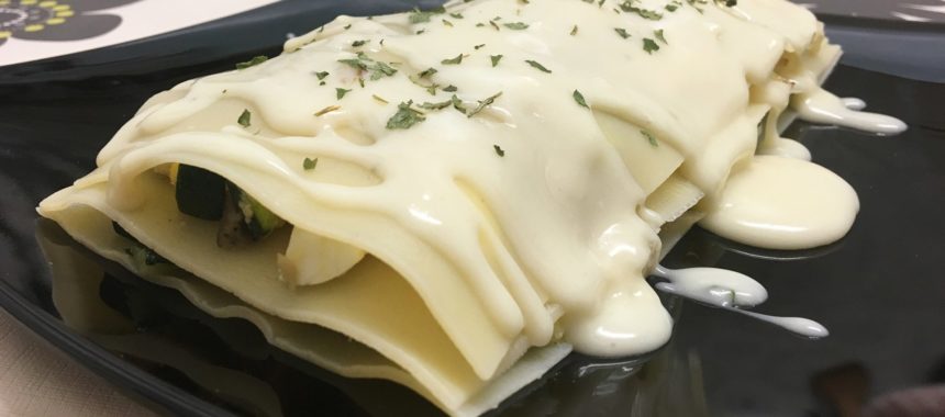 Tuna, zucchini and mushrooms lasagna
