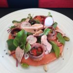 Tuna and anchovy salad on gazpacho jelly