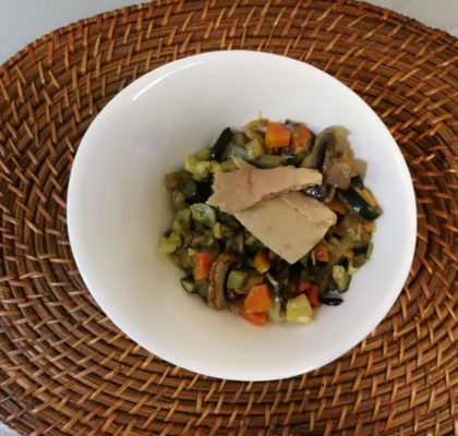 Baked vegetables ratatouille with White Tuna