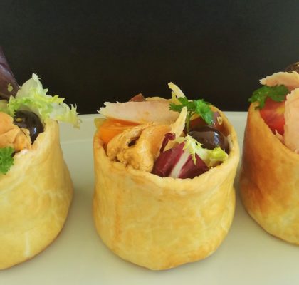 Tuna belly and mussel Christmas canapés