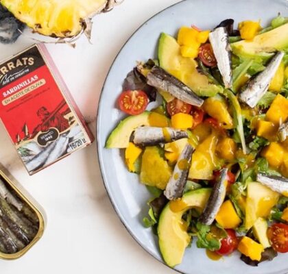 Tropical fruit salad with sardines
