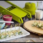 Cucumber sushi without rice, with anchovies and cream cheese